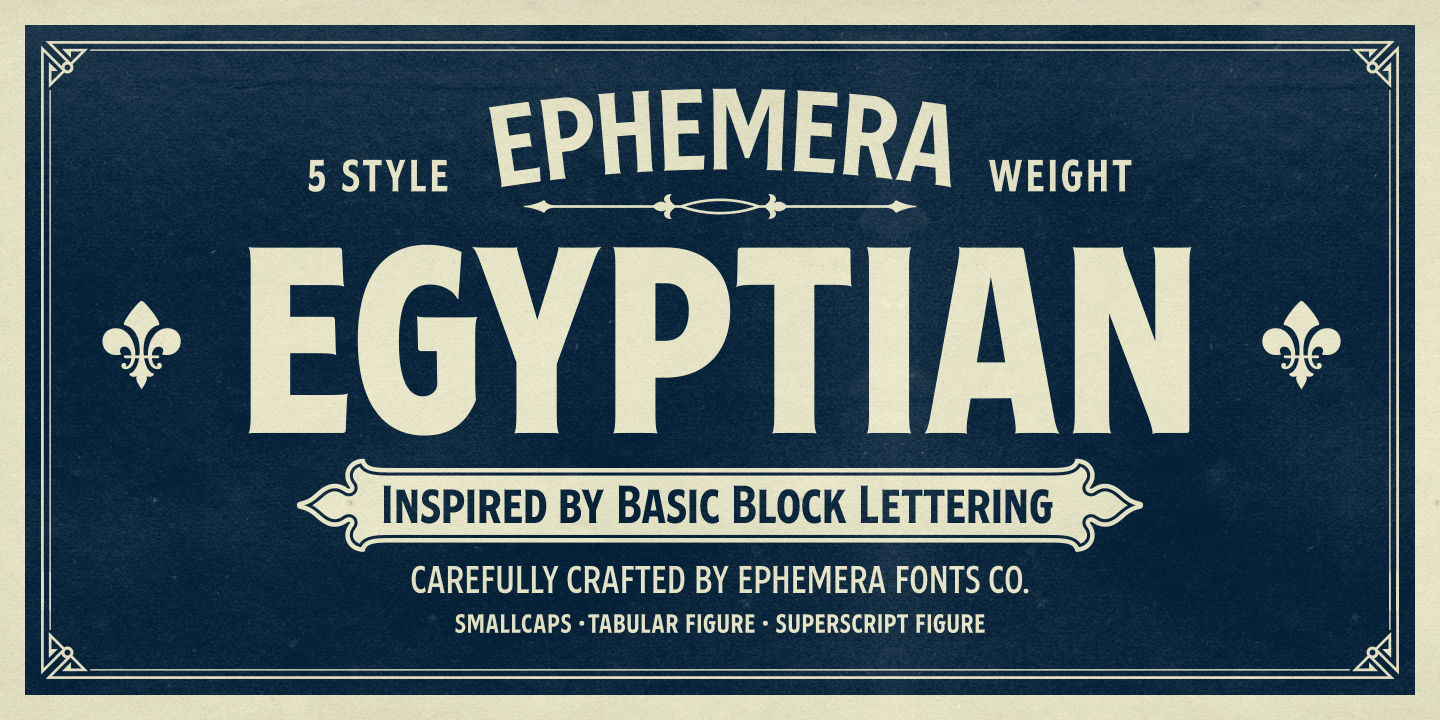 Beispiel einer Ephemera Egyptian-Schriftart